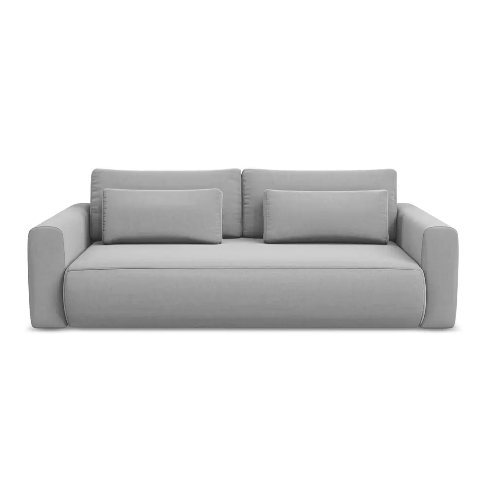 Canapea gri deschis extensibilă/cu spațiu de depozitare cu tapițerie din catifea 238 cm Kapua – Makamii