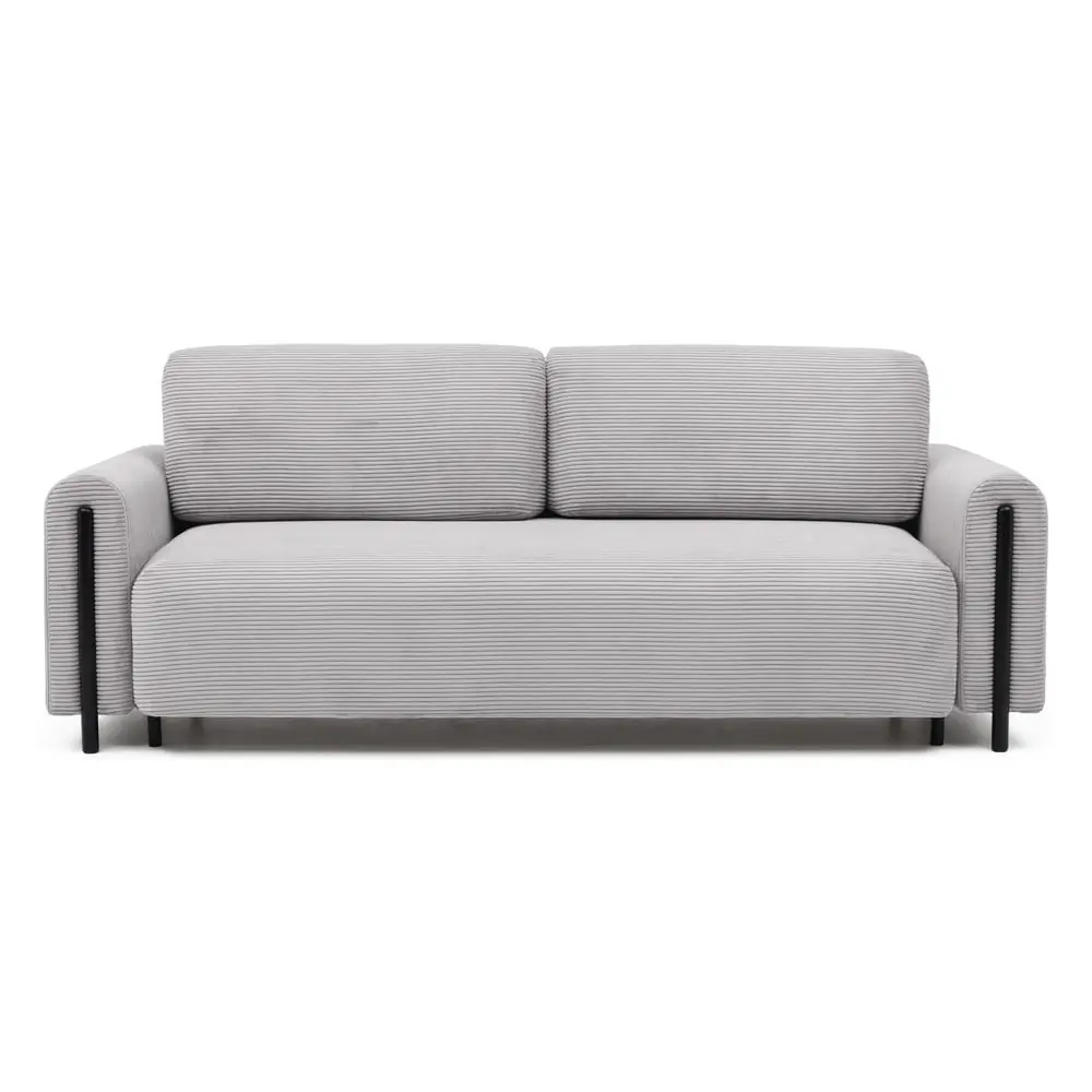 Canapea gri deschis extensibilă/cu spațiu de depozitare cu tapițerie din catifea reiată 244 cm Arcadova – ELTAP