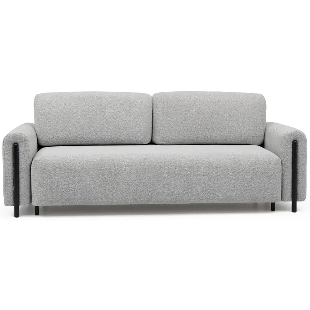 Canapea gri deschis extensibilă/cu spațiu de depozitare cu tapițerie din țesătură bouclé 244 cm Arcadova – ELTAP