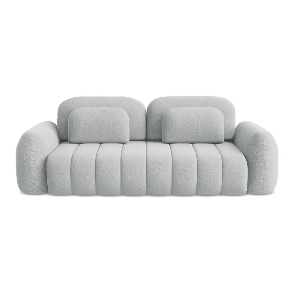 Canapea gri deschis extensibilă/cu spațiu de depozitare cu tapițerie din țesătură bouclé 266 cm Pele – Makamii