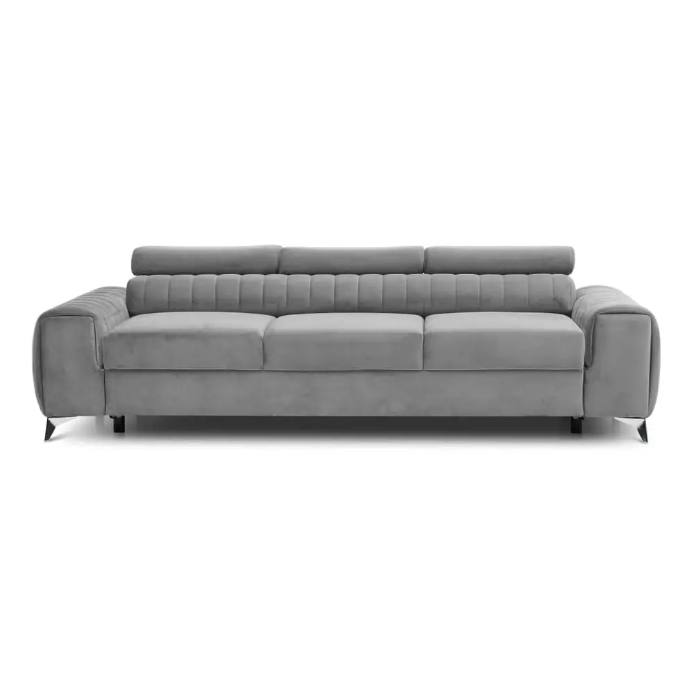 Canapea gri deschis extensibilă cu tapițerie din catifea 261 cm Laurence – ELTAP