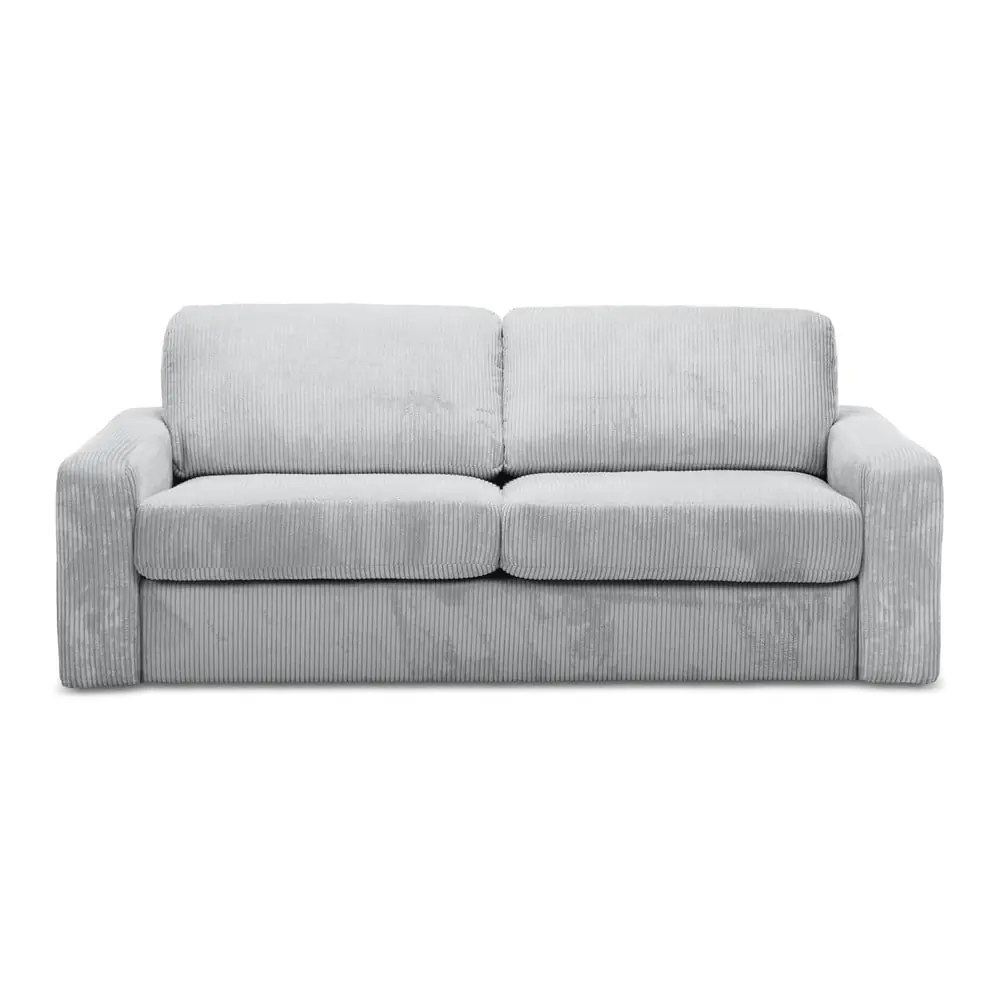 Canapea gri deschis extensibilă cu tapițerie din catifea reiată 195 cm Nona – Makamii