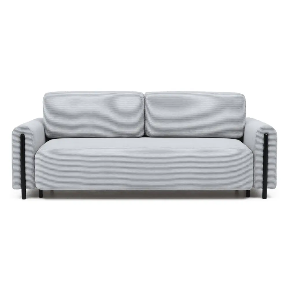 Canapea gri extensibilă/cu spațiu de depozitare cu tapițerie din catifea reiată 244 cm Arcadova – ELTAP