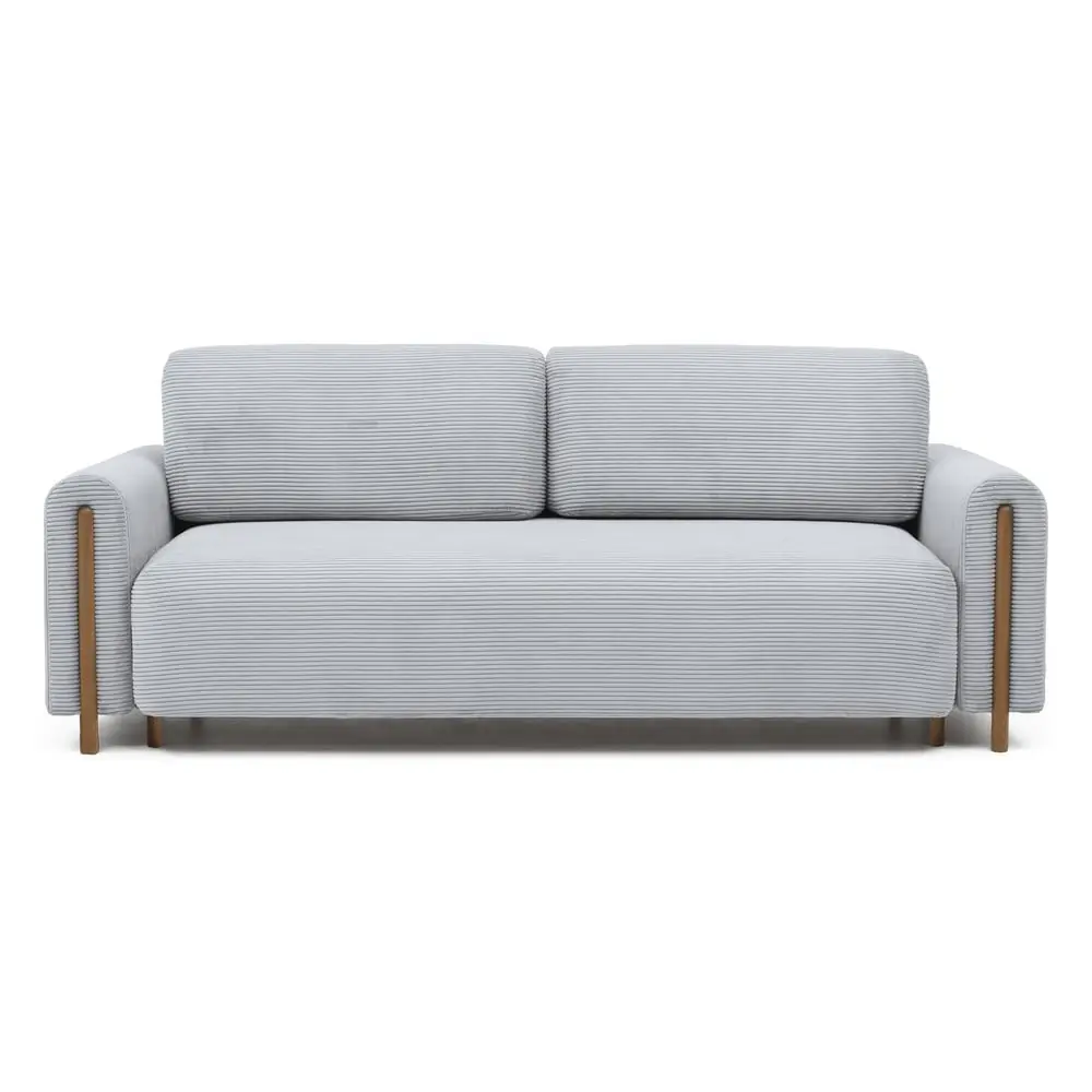 Canapea gri extensibilă/cu spațiu de depozitare cu tapițerie din catifea reiată 244 cm Arcadova – ELTAP