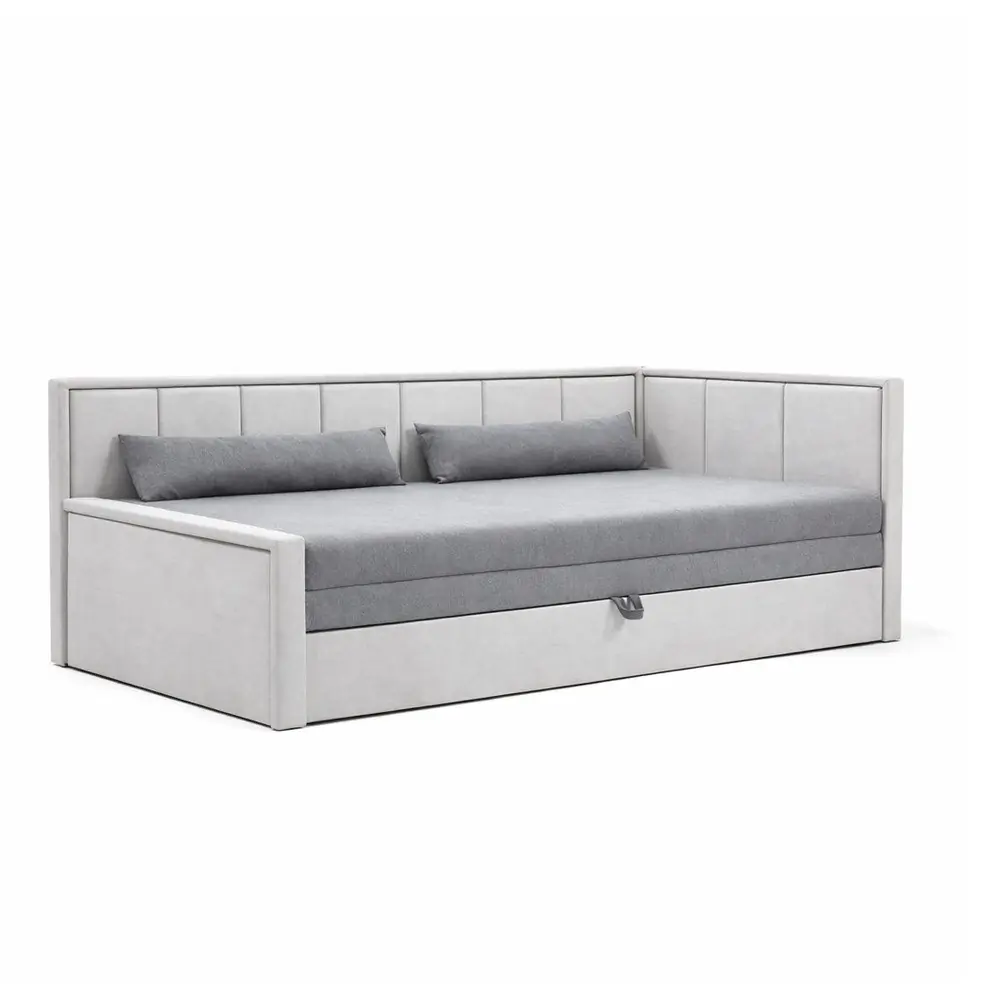 Canapea gri extensibilă/cu spațiu de depozitare cu tapițerie din chenille 214 cm Fulgeo – ELTAP