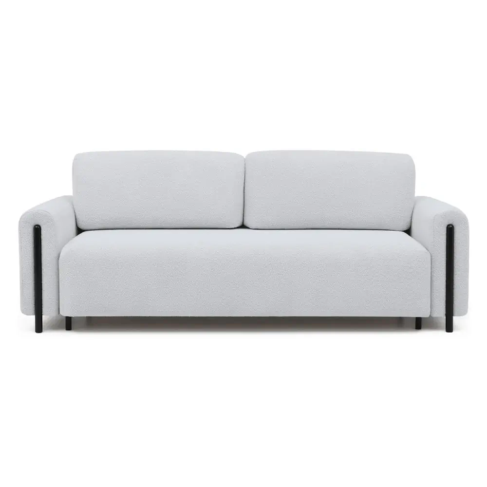 Canapea gri extensibilă/cu spațiu de depozitare cu tapițerie din țesătură bouclé 244 cm Arcadova – ELTAP