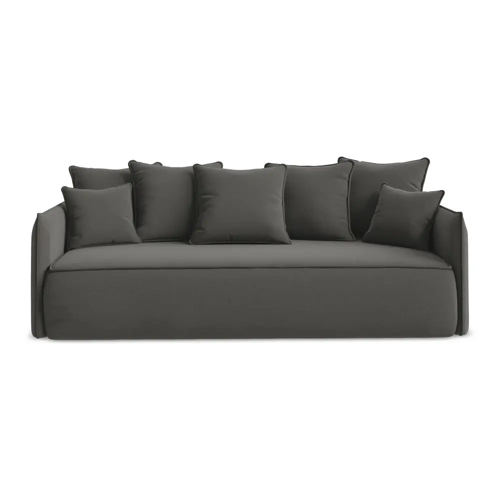Canapea gri închis extensibilă/cu spațiu de depozitare cu tapițerie din catifea 225 cm Hula – Makamii