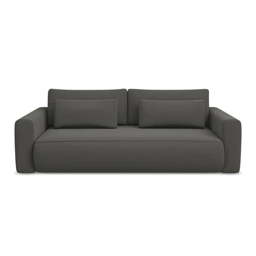 Canapea gri închis extensibilă/cu spațiu de depozitare cu tapițerie din catifea 238 cm Kapua – Makamii