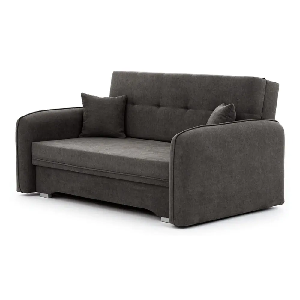 Canapea gri închis extensibilă/cu spațiu de depozitare cu tapițerie din chenille 155 cm Laine – ELTAP