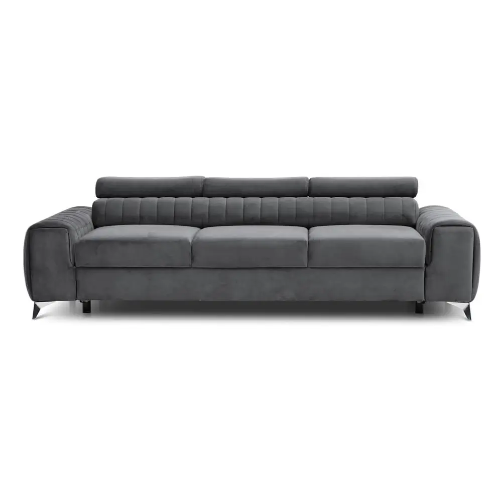 Canapea gri închis extensibilă cu tapițerie din catifea 261 cm Laurence – ELTAP