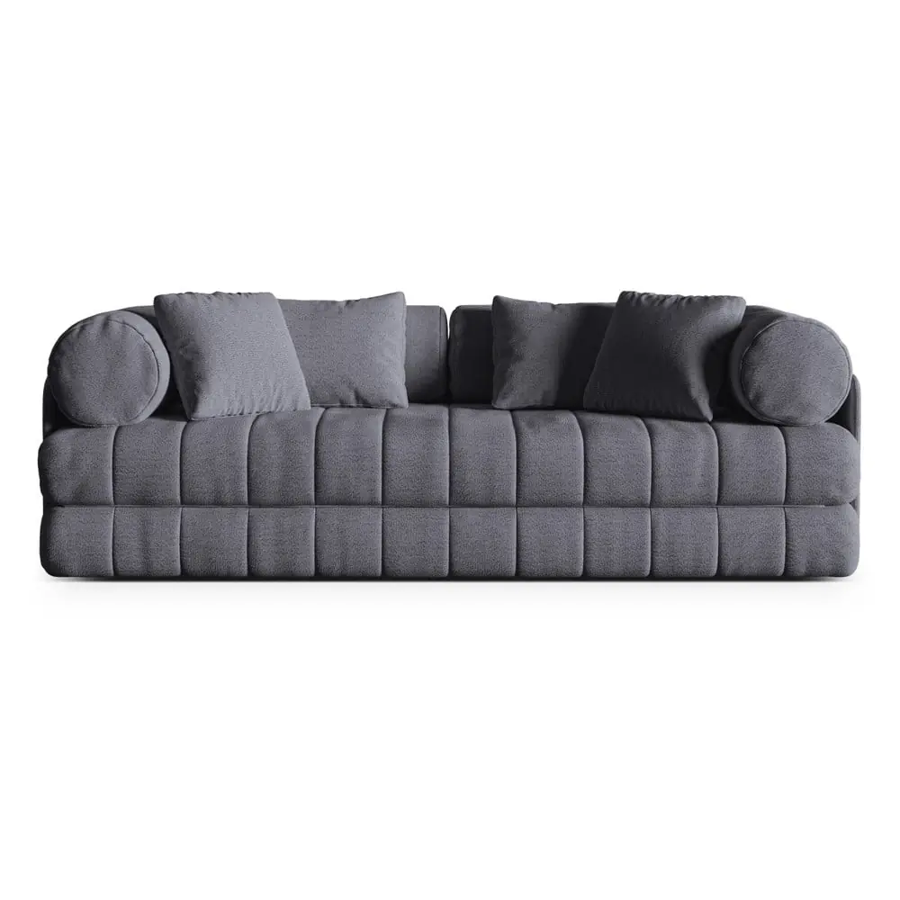 Canapea gri închis extensibilă cu tapițerie din țesătură bouclé 206 cm Kemi – Cosmopolitan Design