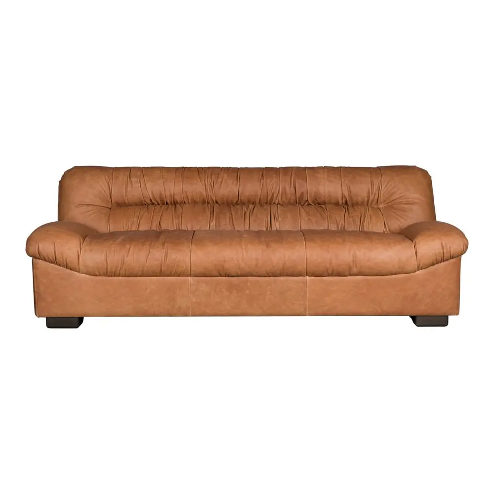 Canapea maro coniac cu tapițerie din piele 214 cm Douglas – Dutchbone