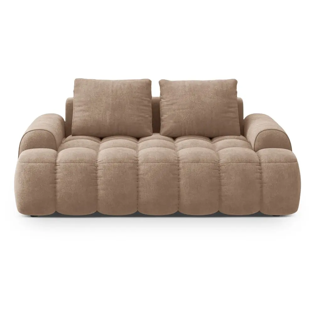 Canapea maro deschis cu tapițerie din catifea 175 cm Linz – Cosmopolitan Design