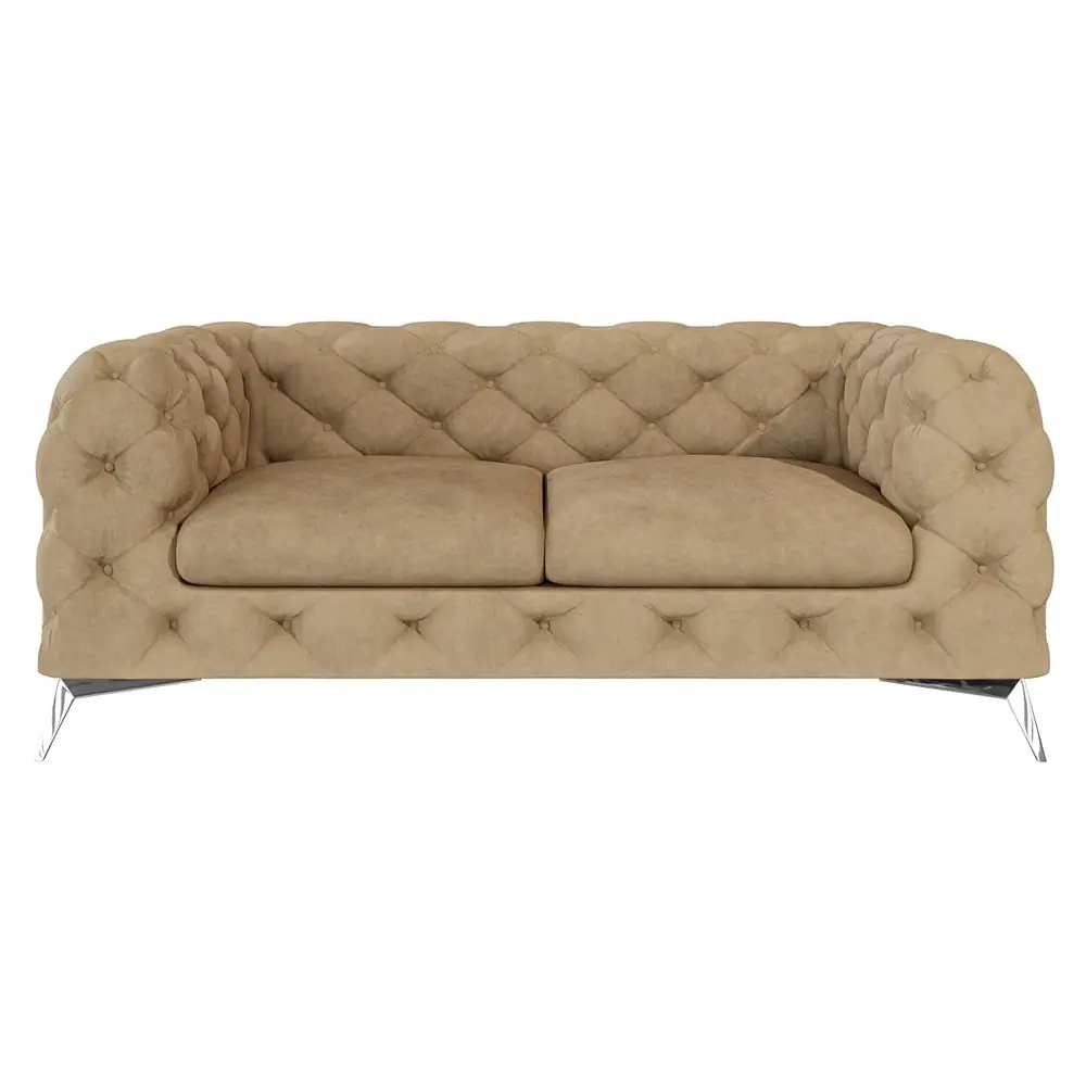 Canapea maro deschis cu tapițerie din catifea 185 cm Chelsea – Ropez