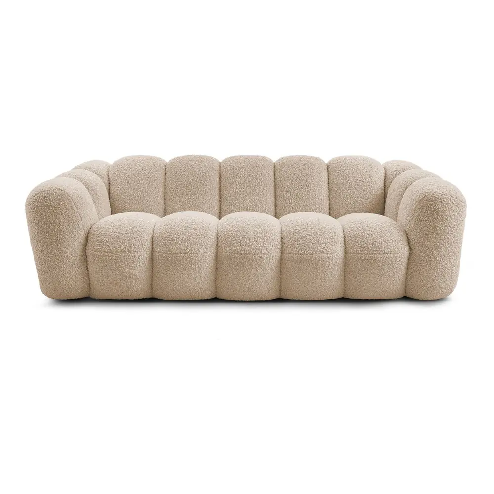 Canapea maro deschis cu tapițerie din țesătură bouclé 232 cm Hippolyte – Bobochic Paris