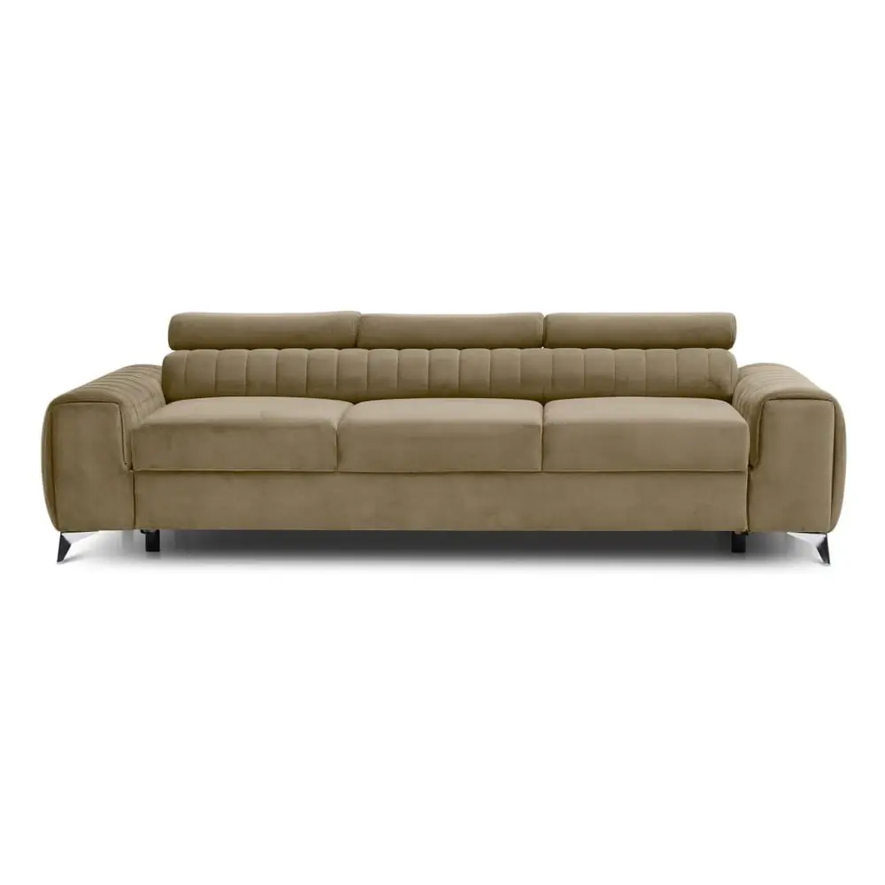 Canapea maro deschis extensibilă cu tapițerie din catifea 261 cm Laurence – ELTAP