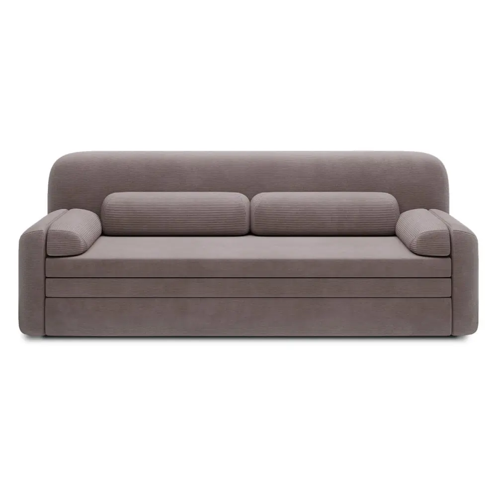 Canapea maro extensibilă/cu spațiu de depozitare cu tapițerie din catifea reiată 236 cm Elioss – ELTAP