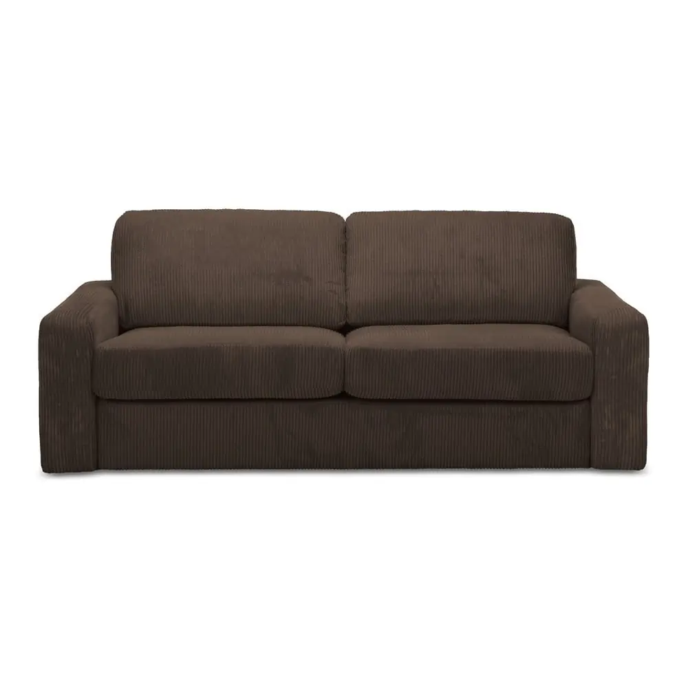 Canapea maro extensibilă cu tapițerie din catifea reiată 195 cm Nona – Makamii