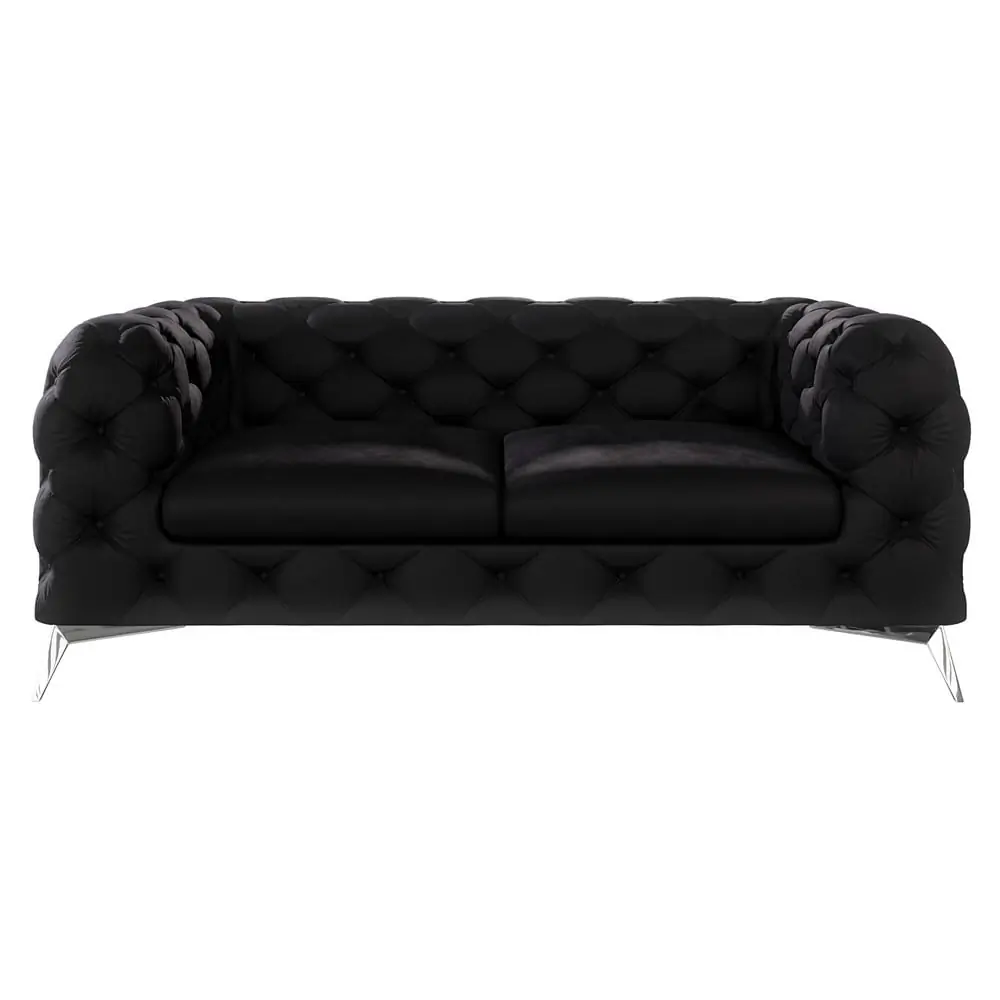 Canapea neagră cu tapițerie din catifea 185 cm Chelsea – Ropez