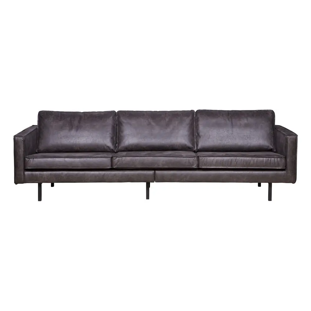 Canapea neagră cu tapițerie din imitație de piele 277 cm Rodeo – WOOOD