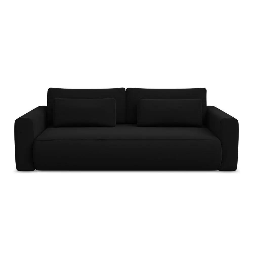 Canapea neagră extensibilă/cu spațiu de depozitare cu tapițerie din catifea 238 cm Kapua – Makamii