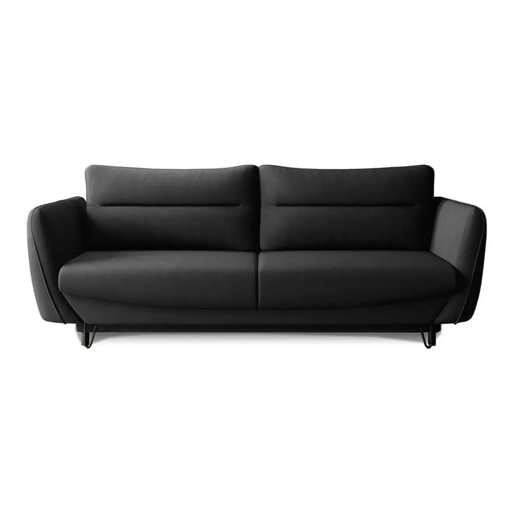 Canapea neagră extensibilă/cu spațiu de depozitare cu tapițerie din chenille 236 cm Silva – ELTAP