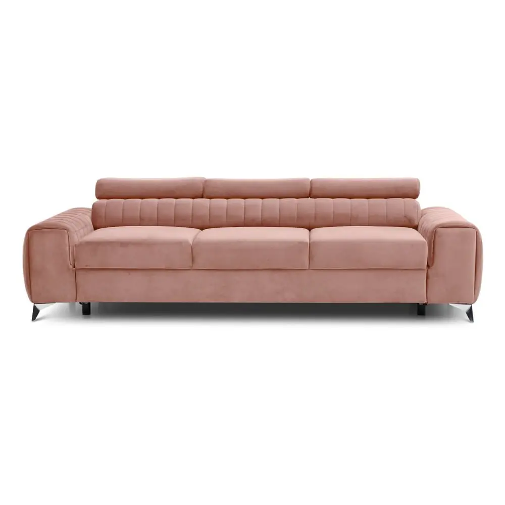 Canapea roz extensibilă cu tapițerie din catifea 261 cm Laurence – ELTAP
