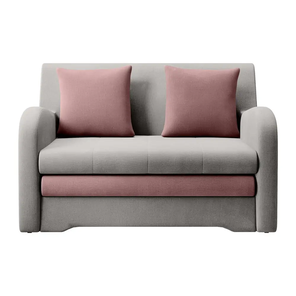 Canapea roz/gri deschis extensibilă cu tapițerie din catifea 130 cm Ario – ELTAP
