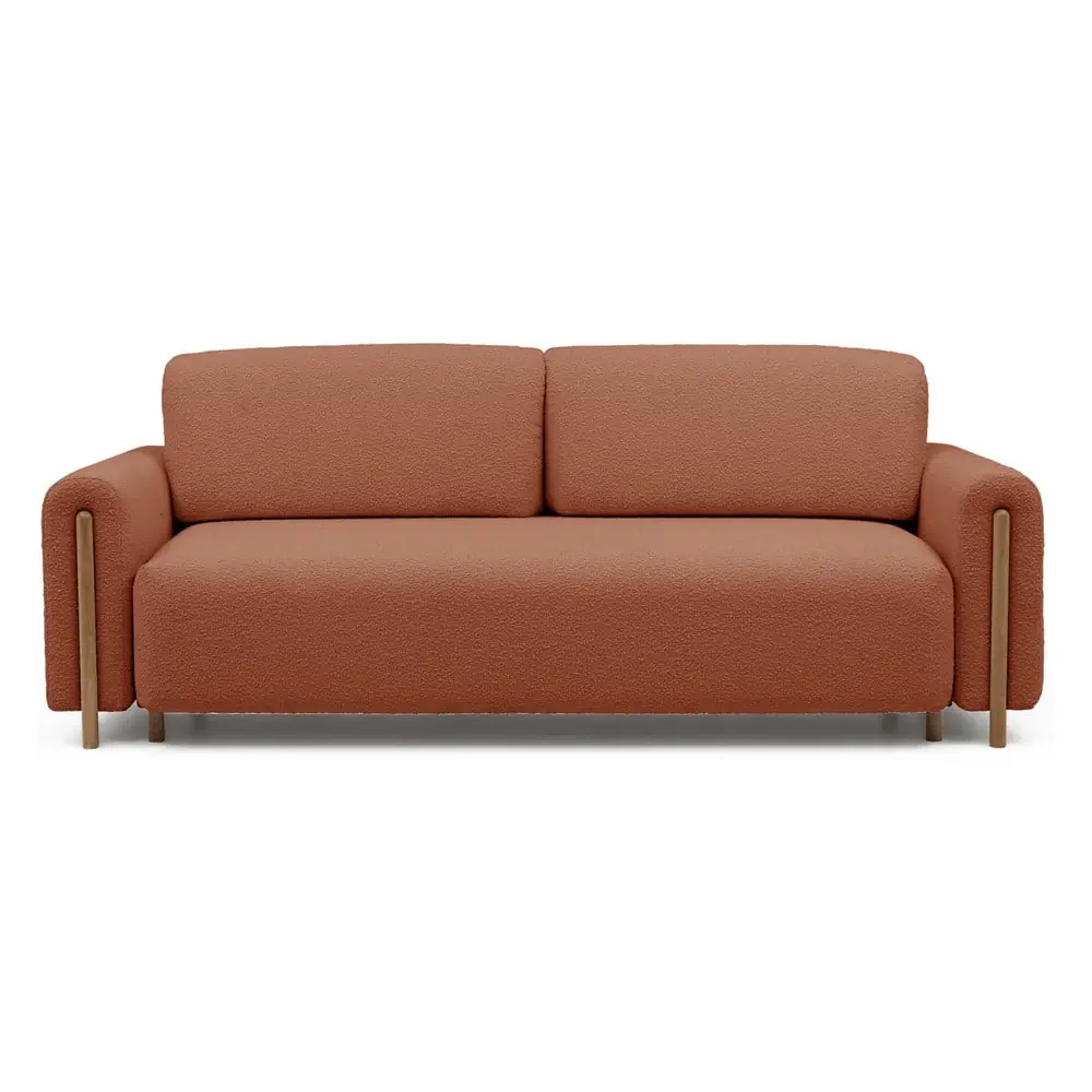 Canapea teracotă extensibilă/cu spațiu de depozitare cu tapițerie din țesătură bouclé 244 cm Arcadova – ELTAP