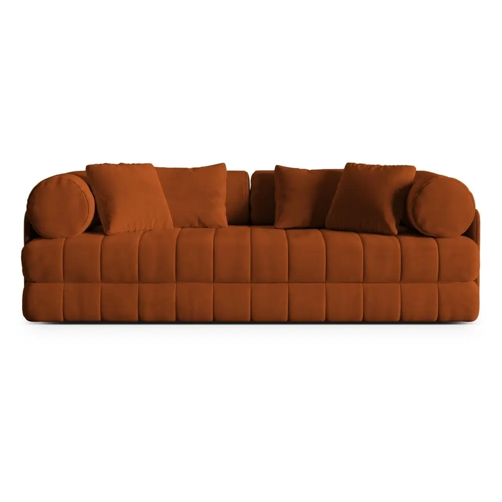 Canapea teracotă extensibilă cu tapițerie din catifea 206 cm Kemi – Cosmopolitan Design