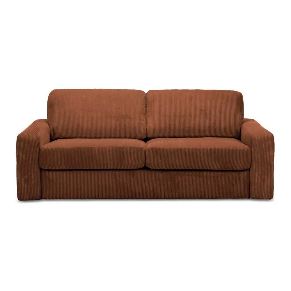 Canapea teracotă extensibilă cu tapițerie din catifea reiată 195 cm Nona – Makamii