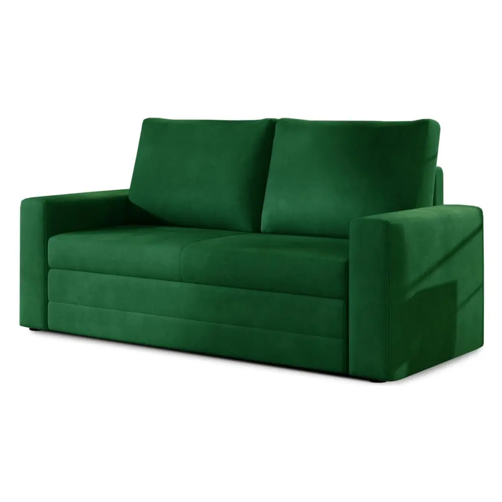 Canapea verde extensibilă/cu spațiu de depozitare cu tapițerie din catifea 151 cm Wave – ELTAP