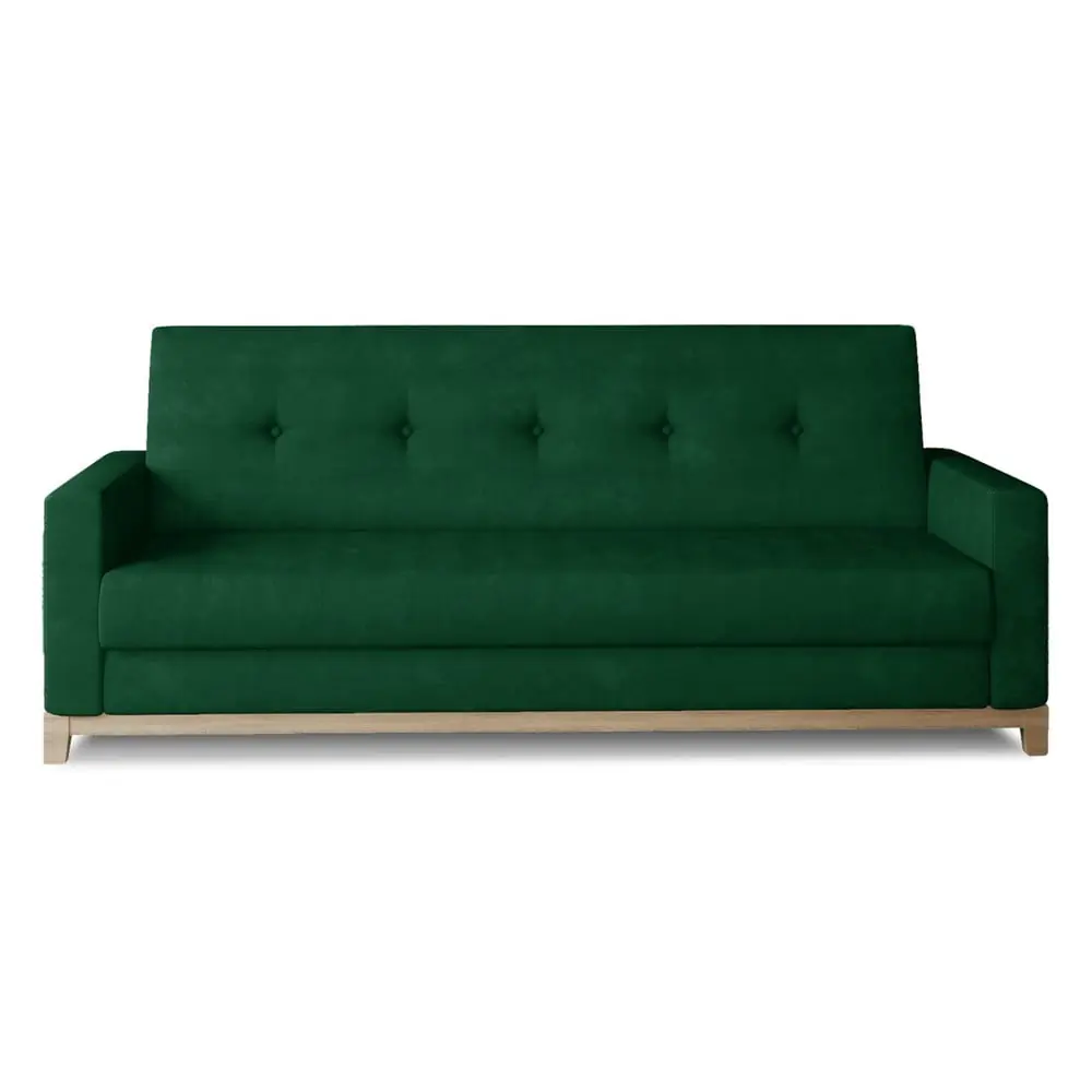 Canapea verde extensibilă/cu spațiu de depozitare cu tapițerie din catifea 216 cm Selene – ELTAP