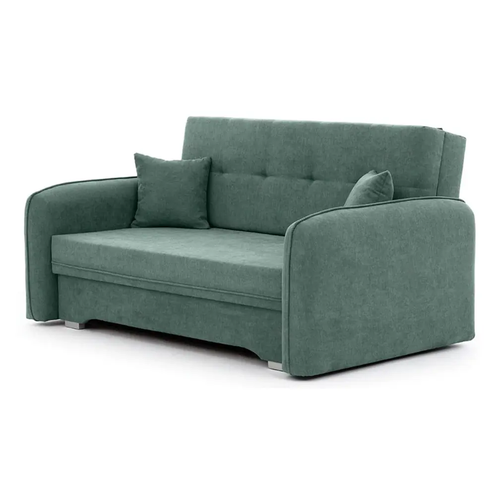 Canapea verde extensibilă/cu spațiu de depozitare cu tapițerie din chenille 155 cm Laine – ELTAP