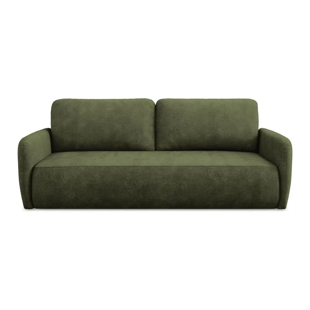 Canapea verde extensibilă/cu spațiu de depozitare cu tapițerie din chenille 218 cm Lilo – Makamii