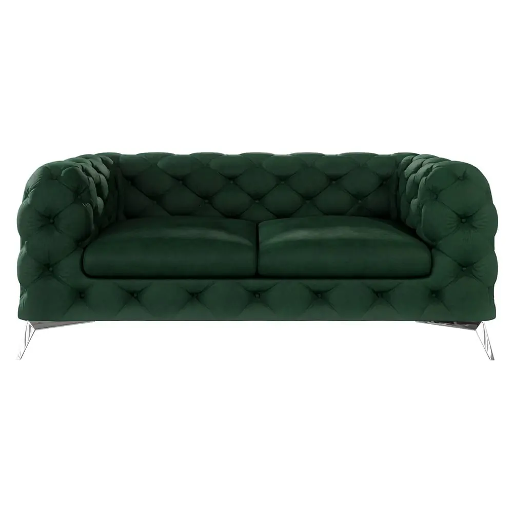Canapea verde-închis cu tapițerie din catifea 185 cm Chelsea – Ropez