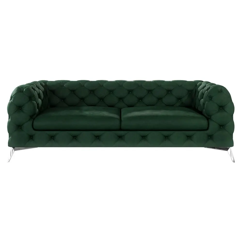 Canapea verde-închis cu tapițerie din catifea 225 cm Chelsea – Ropez