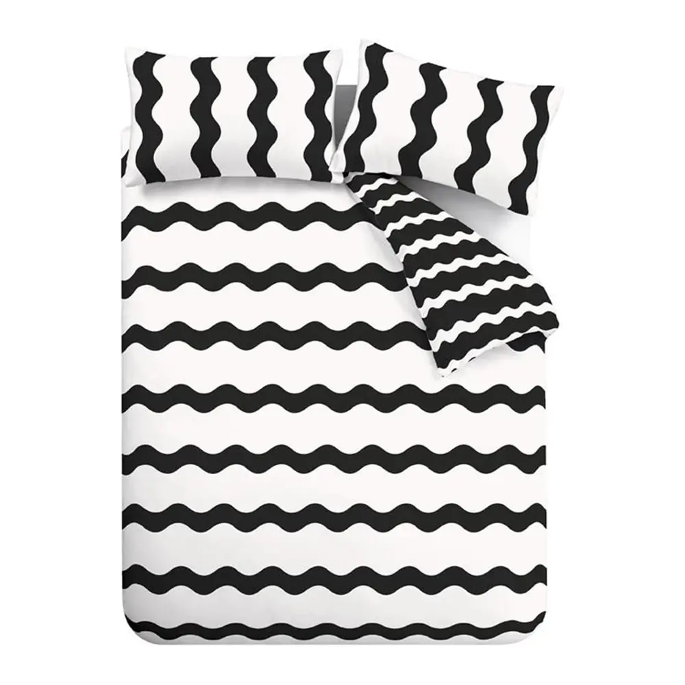 Lenjerie de pat alb-negru pentru pat de o persoană 135x200 cm Waves – Sassy B