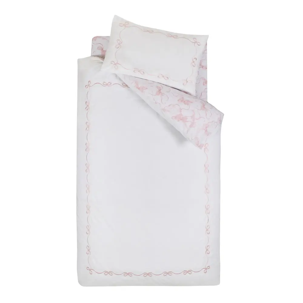 Lenjerie de pat albă pentru pat de o persoană 135x200 cm Bow Embroidery – Catherine Lansfield