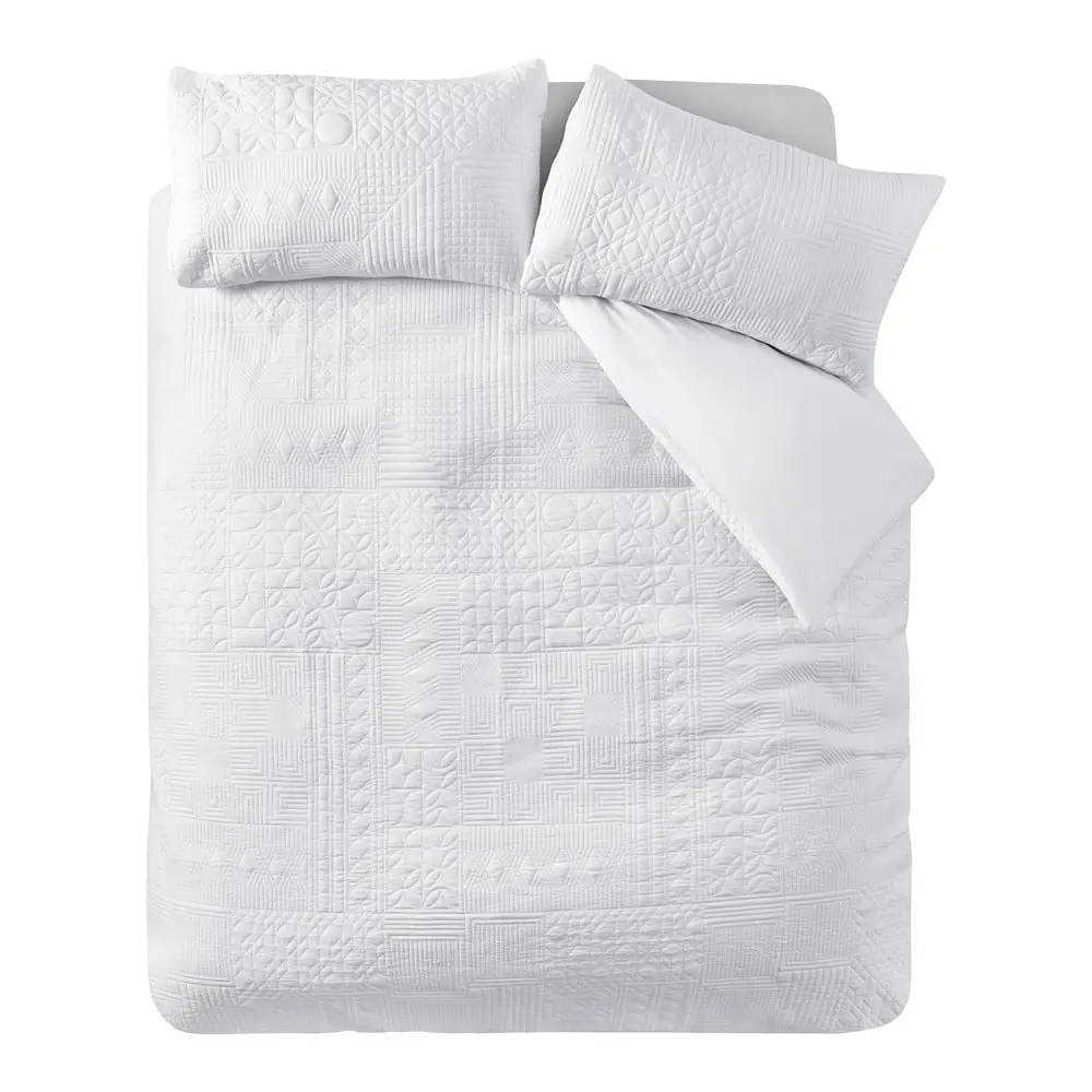 Lenjerie de pat albă pentru pat de o persoană 135x200 cm Folkstone Geo – Catherine Lansfield