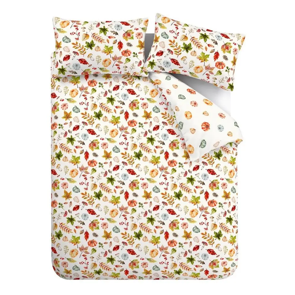 Lenjerie de pat albă-portocalie pentru pat de o persoană 135x200 cm Autumn Pumpkins – Catherine Lansfield