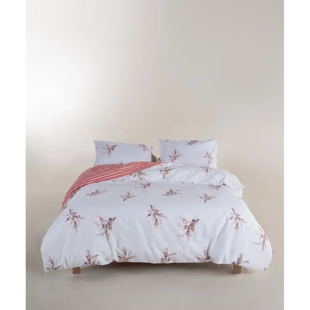 Lenjerie de pat albă-roz din bumbac ranforcé pentru pat dublu, extinsă 240x220 cm Breeze Floral – Mila Home Luxury