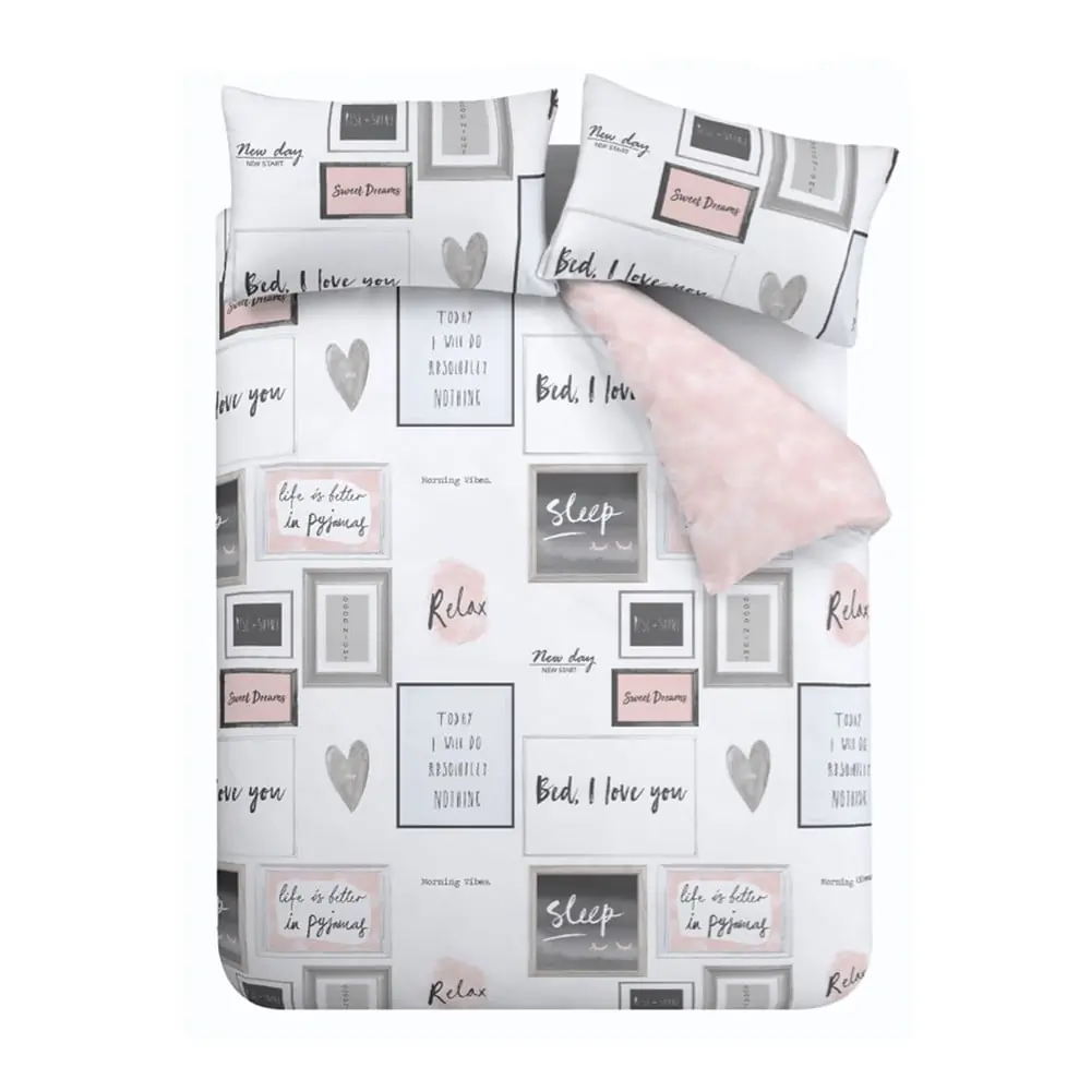 Lenjerie de pat albă-roz pentru pat dublu, extinsă 230x220 cm Sleep Dreams – Catherine Lansfield