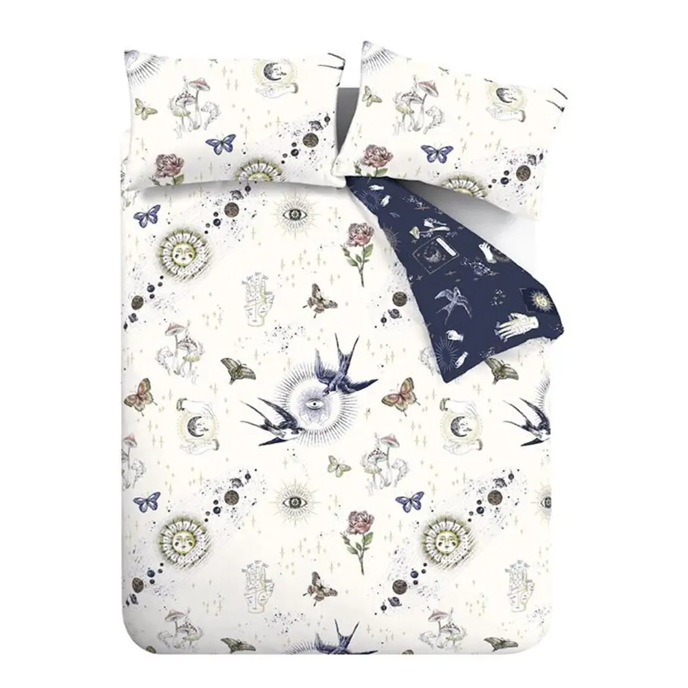 Lenjerie de pat albastră-crem pentru pat de o persoană 135x200 cm Astrology – Sassy B
