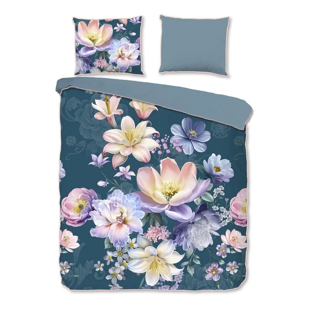 Lenjerie de pat albastră din bumbac satinat pentru pat dublu/extinsă 200x220 cm Mirery – Descanso