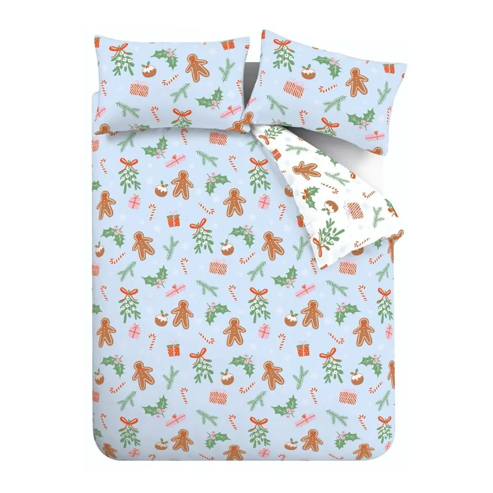 Lenjerie de pat albastră din microfibră pentru pat dublu, extinsă 230x220 cm Gingerbread – Catherine Lansfield