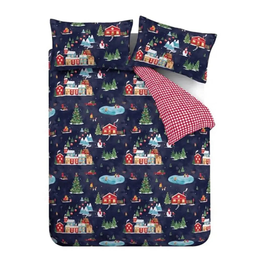 Lenjerie de pat albastră pentru pat dublu 200x200 cm Ski Village – Catherine Lansfield