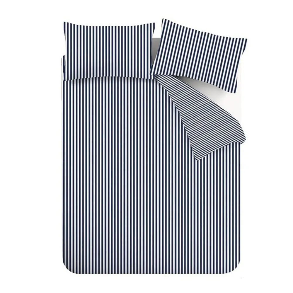 Lenjerie de pat albastru-închis din flanelă pentru pat dublu 200x200 cm Stripe – Catherine Lansfield