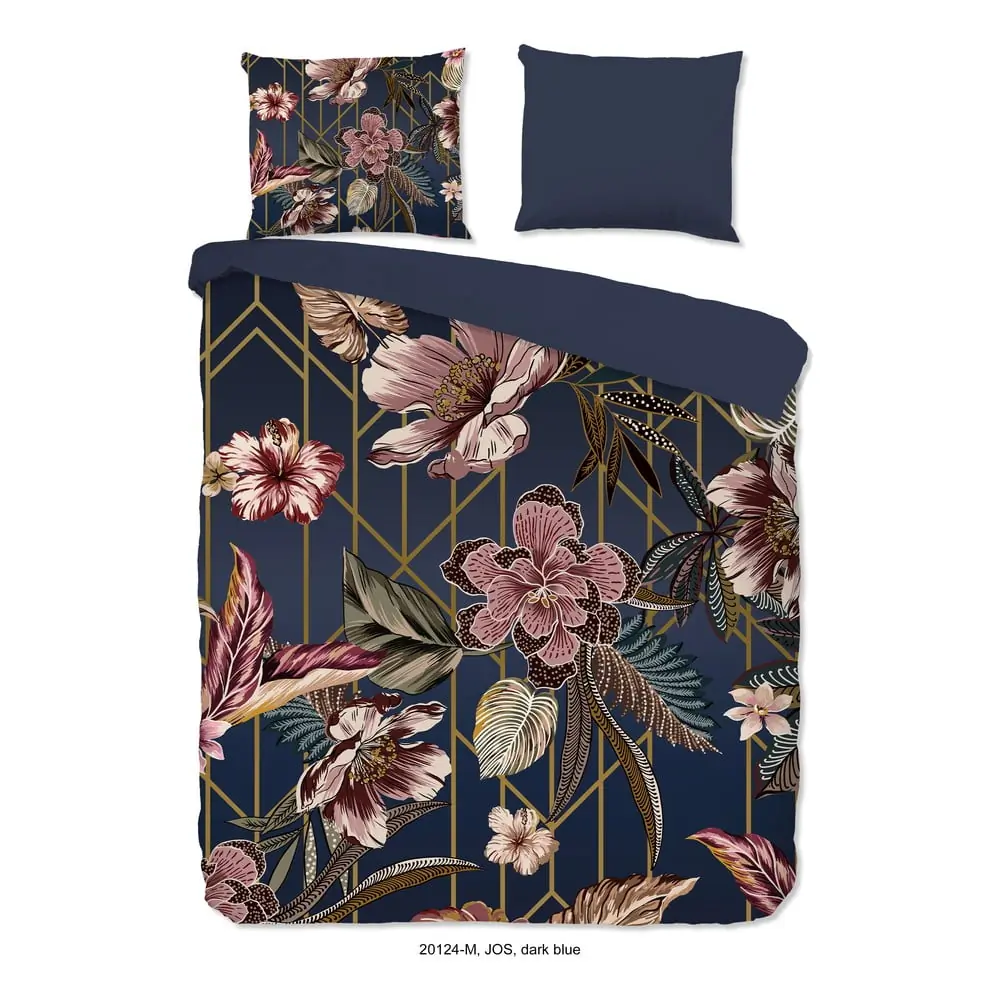 Lenjerie de pat albastru-închis din microfibră pentru pat dublu, extinsă 200x220 cm Jos – Good Morning