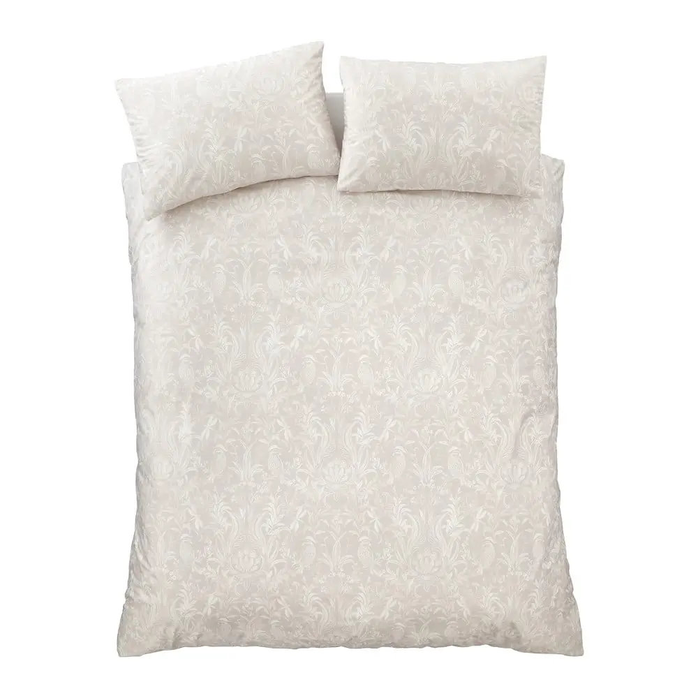 Lenjerie de pat bej din catifea pentru pat dublu 200x200 cm Bridgerton Regal Birds – Catherine Lansfield